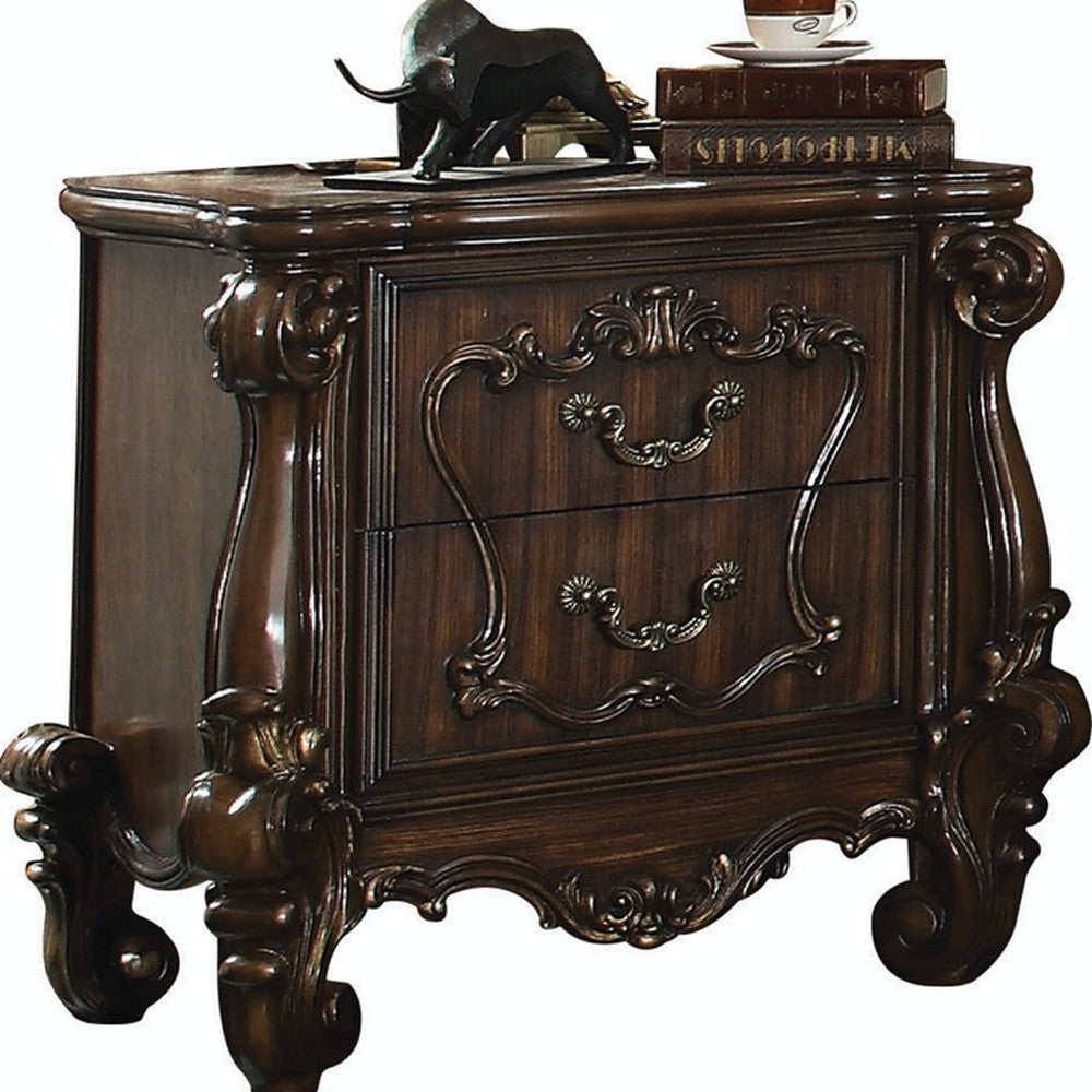 31" Brown Two Drawers Nightstand Homeroots