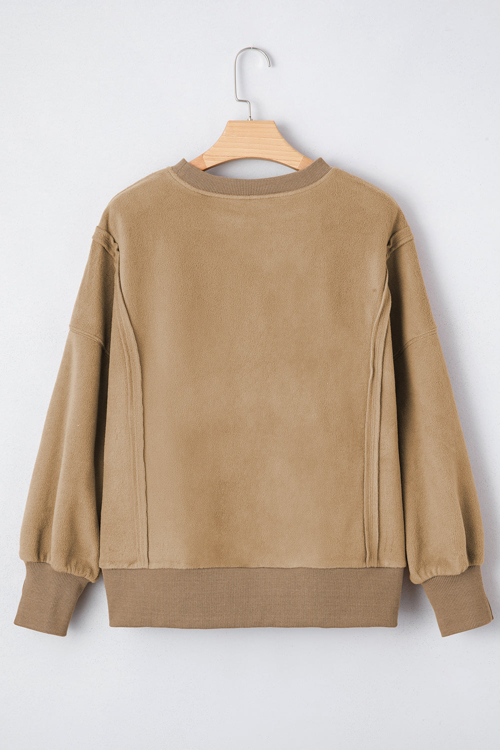 TatumFuzzy Sherpa Splicing Pullover Sweatshirt Threaded Pear