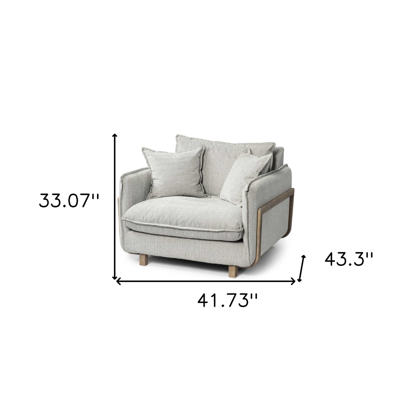 42" Gray and Brown Fabric Club Chair