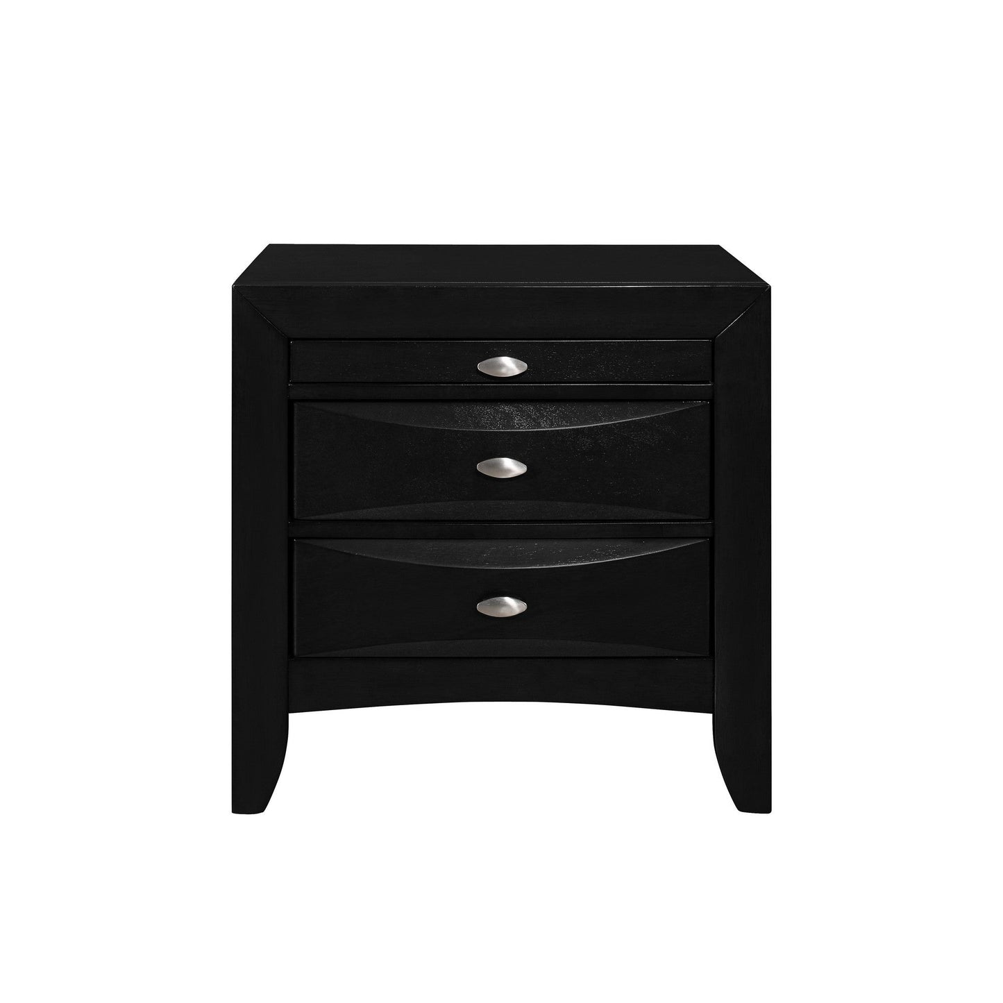 25" Black Wood Three Drawer Nightstand Homeroots