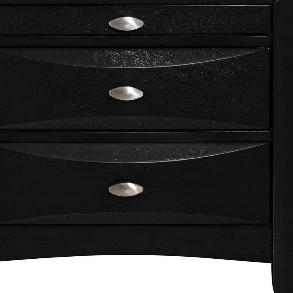 25" Black Wood Three Drawer Nightstand Homeroots