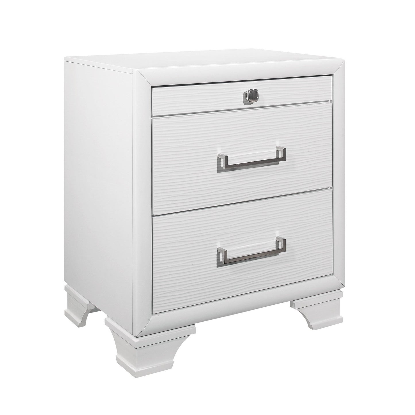 27" White Wood Two Drawer Nightstand Homeroots