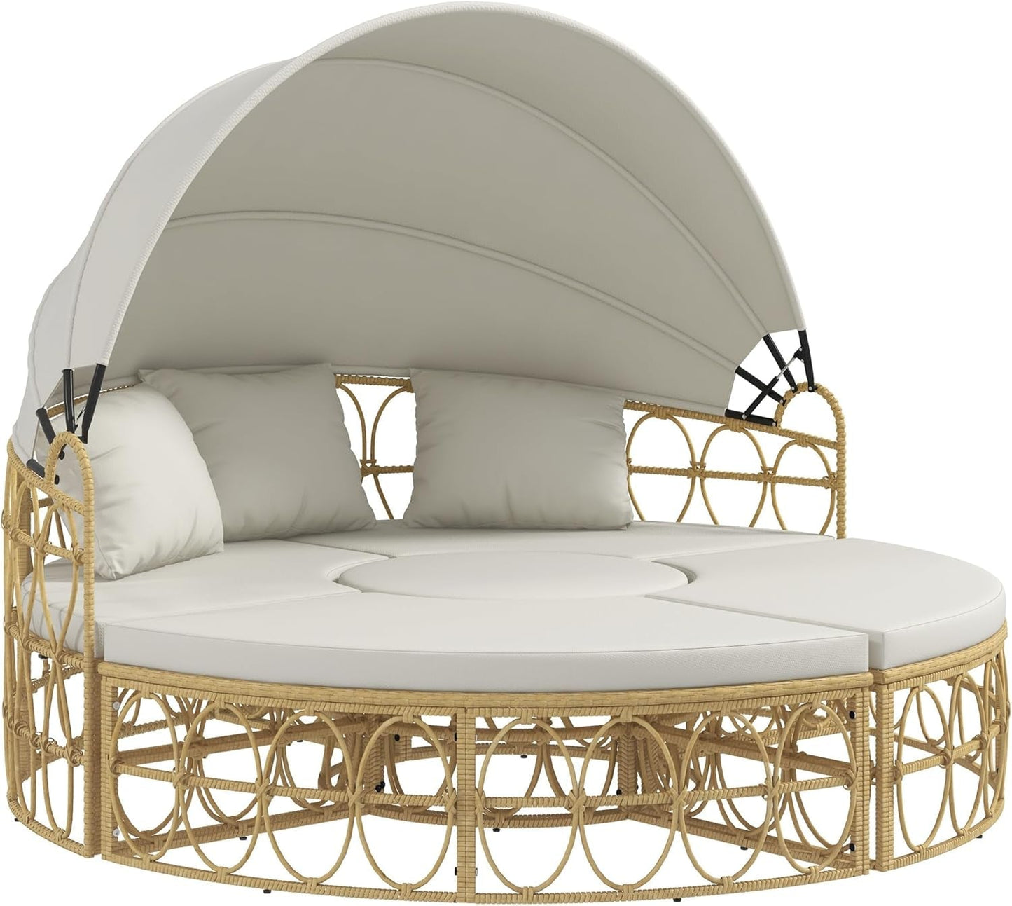 Outdoor Round Daybed Set with Canopy and Cushions ShipItFurniture