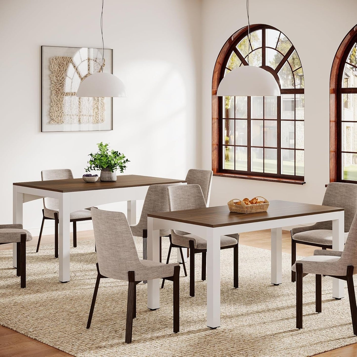 Extendable Farmhouse Dining Table 47 To 95 Inches Brown ShipItFurniture