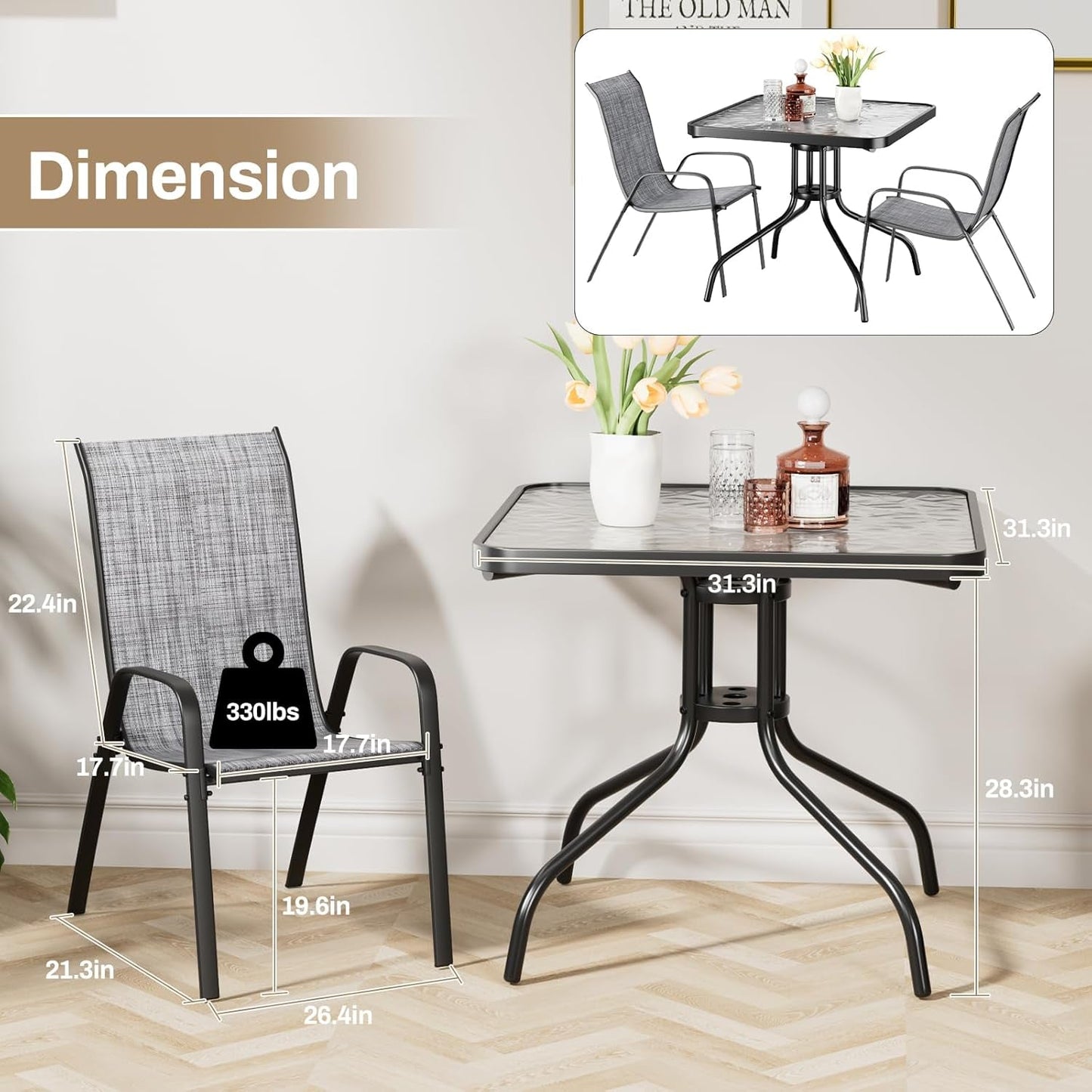 Outdoor Patio Dining Set with Metal Table and Chairs ShipItFurniture