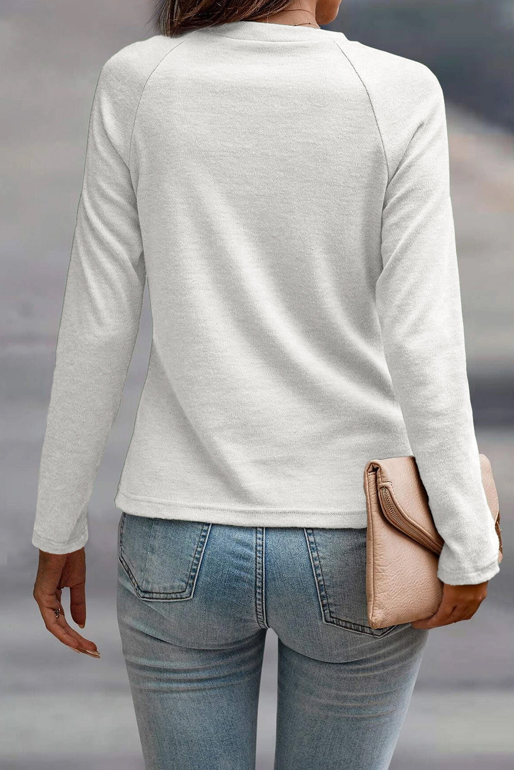 Millie Seam Detail Raglan Long Sleeve Top Threaded Pear