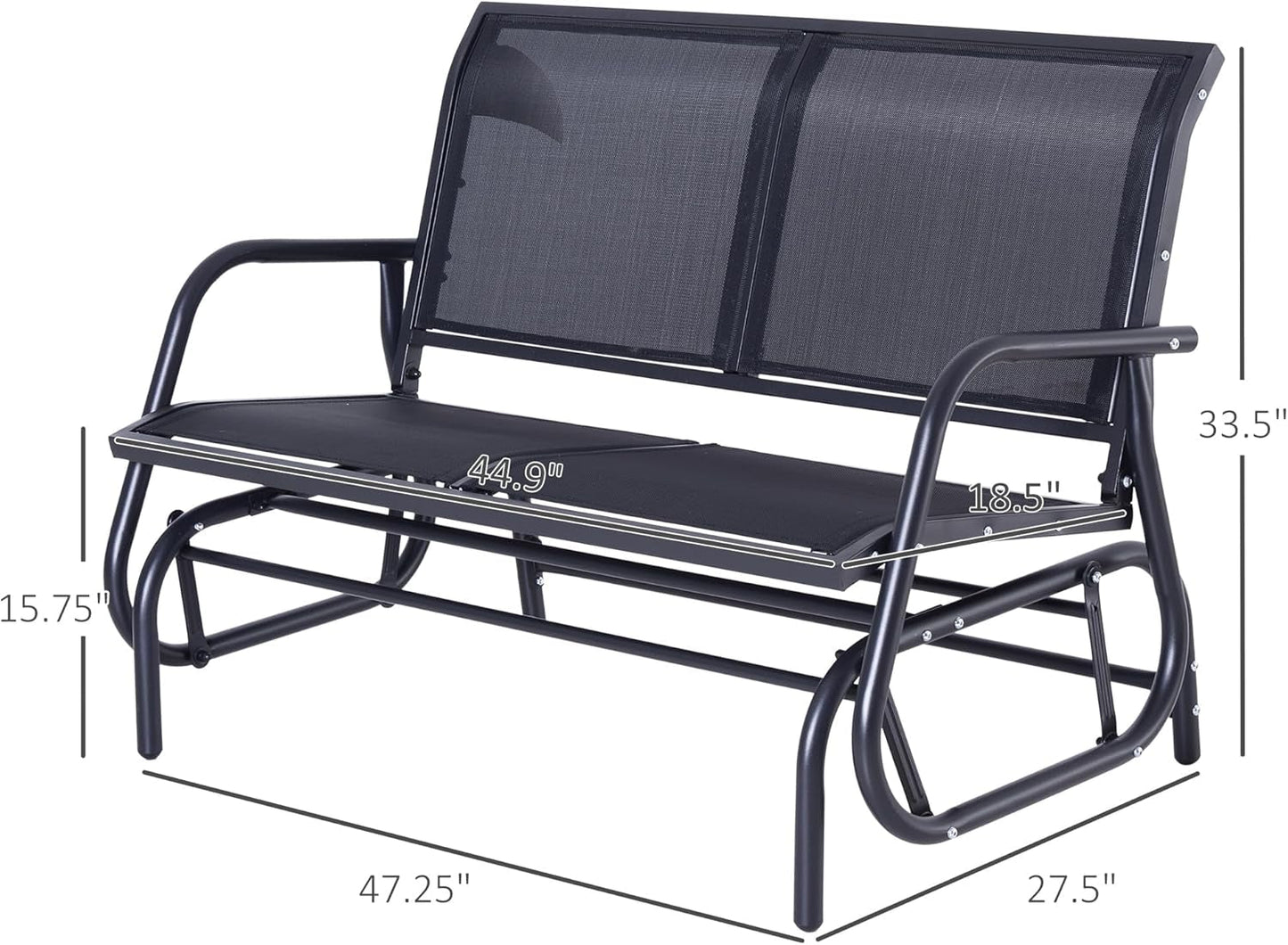 Two Person Outdoor Glider Bench with Steel Frame ShipItFurniture