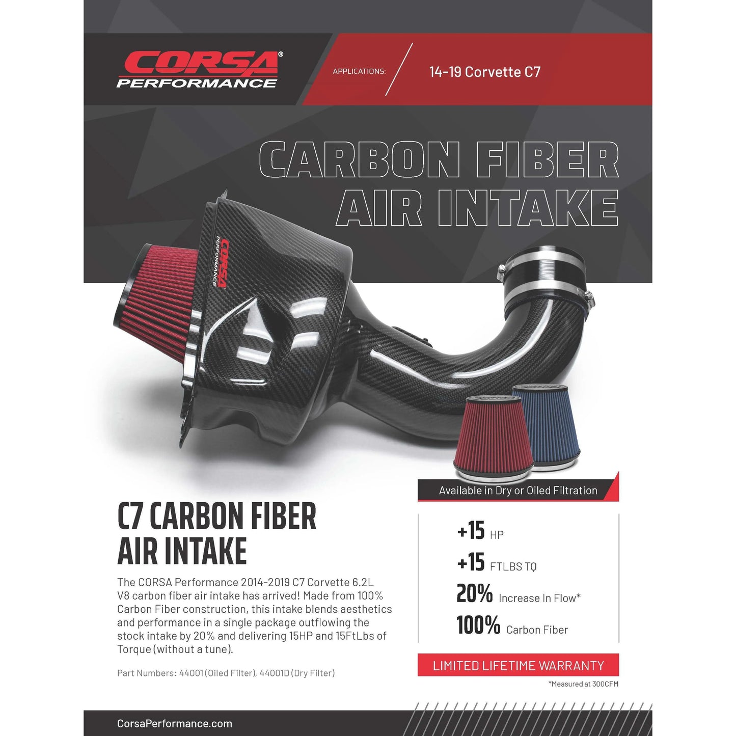 Black / Carbon Fiber Air Intake | 2014-2019 Corvette C7, Z51, GrandSport (44001) - Get it from Bo