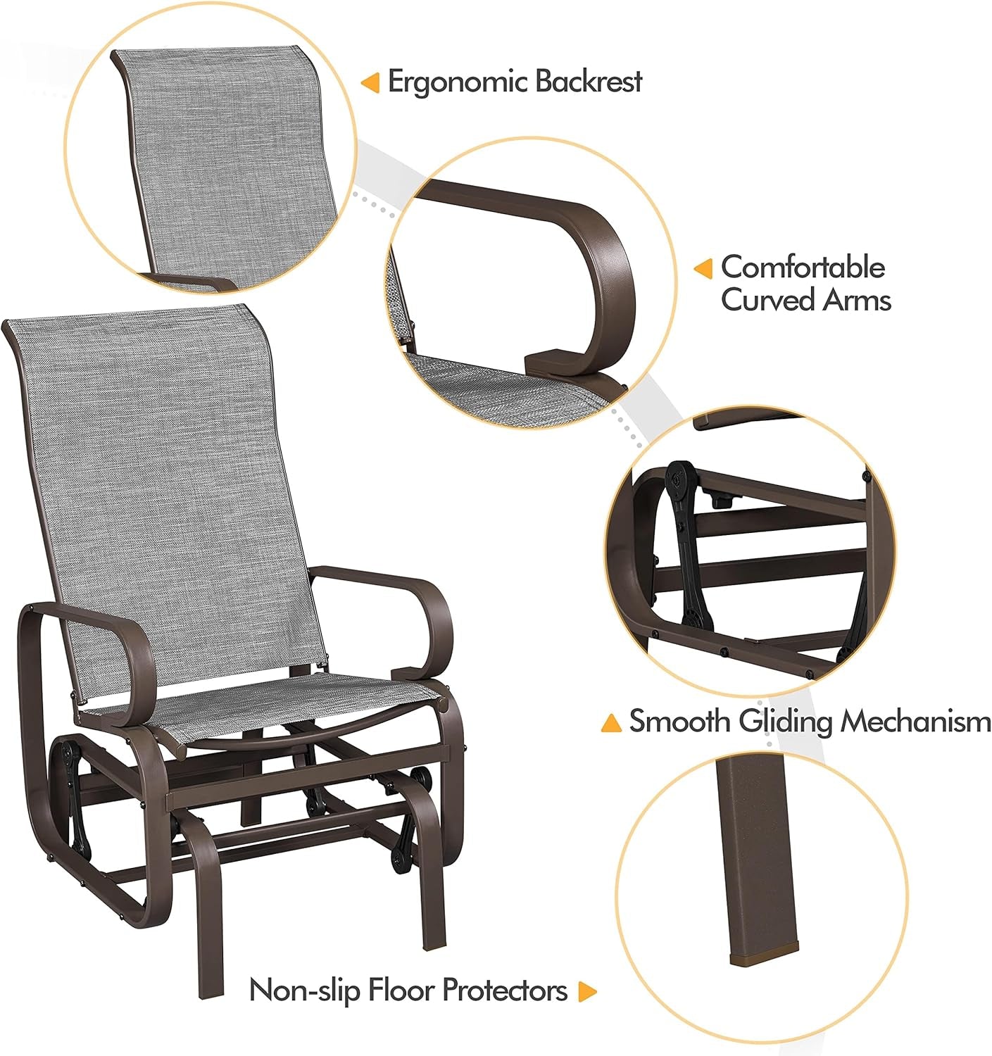 Outdoor Patio Glider Chairs with Breathable Sling Fabric ShipItFurniture
