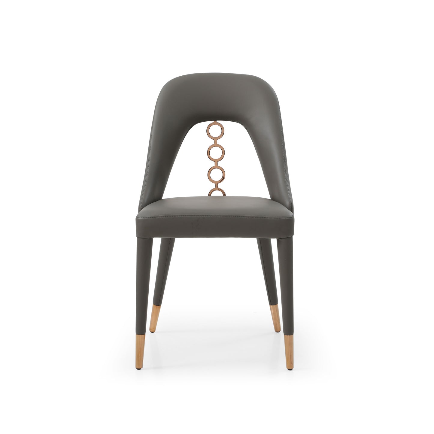 Set of Two Gray Upholstered Faux Leather Dining Side Chairs