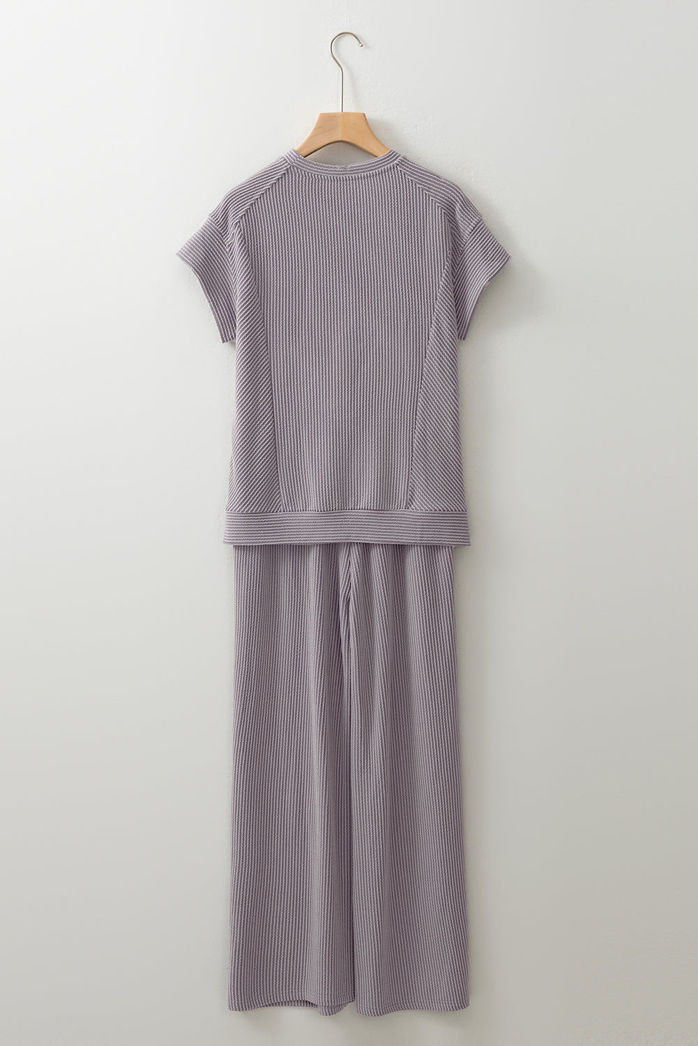 Leilany Corded Knit Short Sleeve Set Threaded Pear