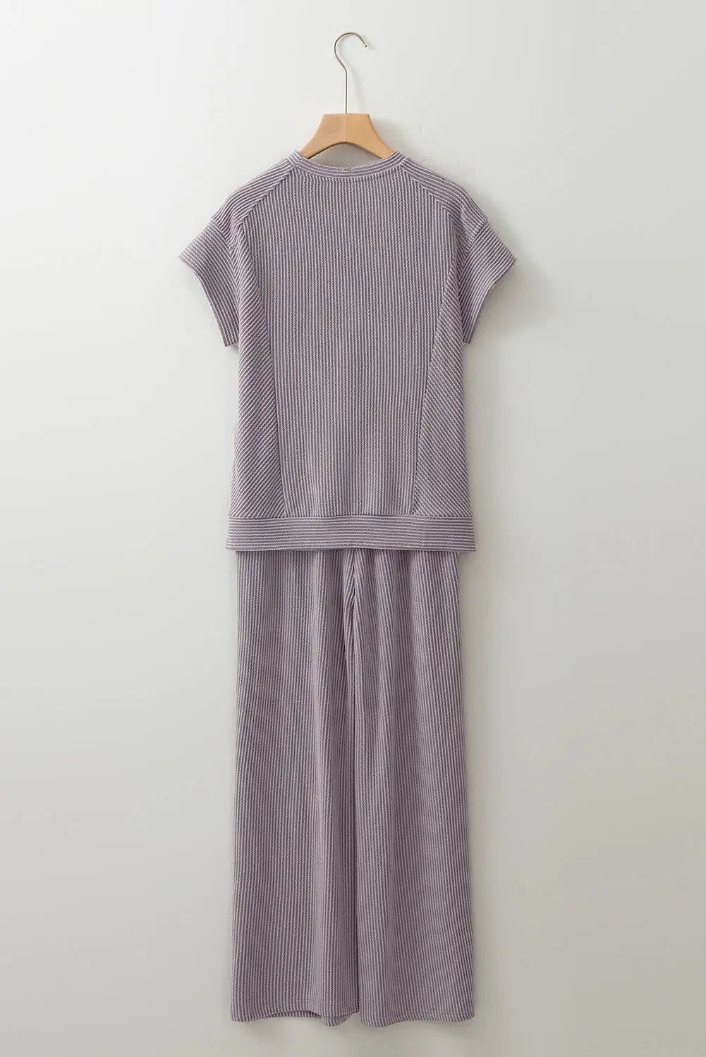 Leilany Corded Knit Short Sleeve Set Threaded Pear