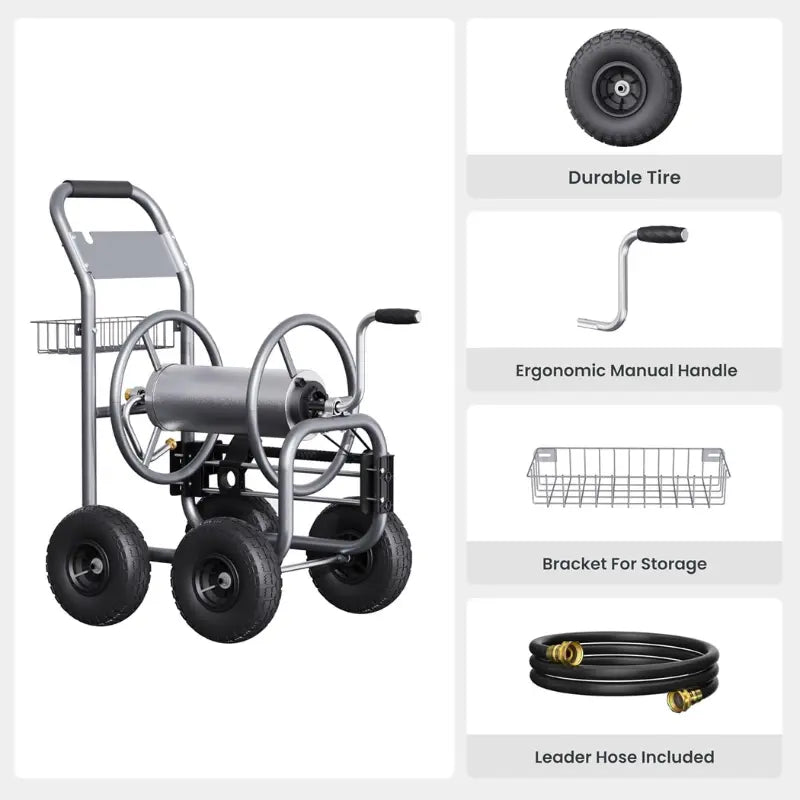 Garden Hose Reel Cart-4 Wheels-Heavy Duty Giraffe Tools US
