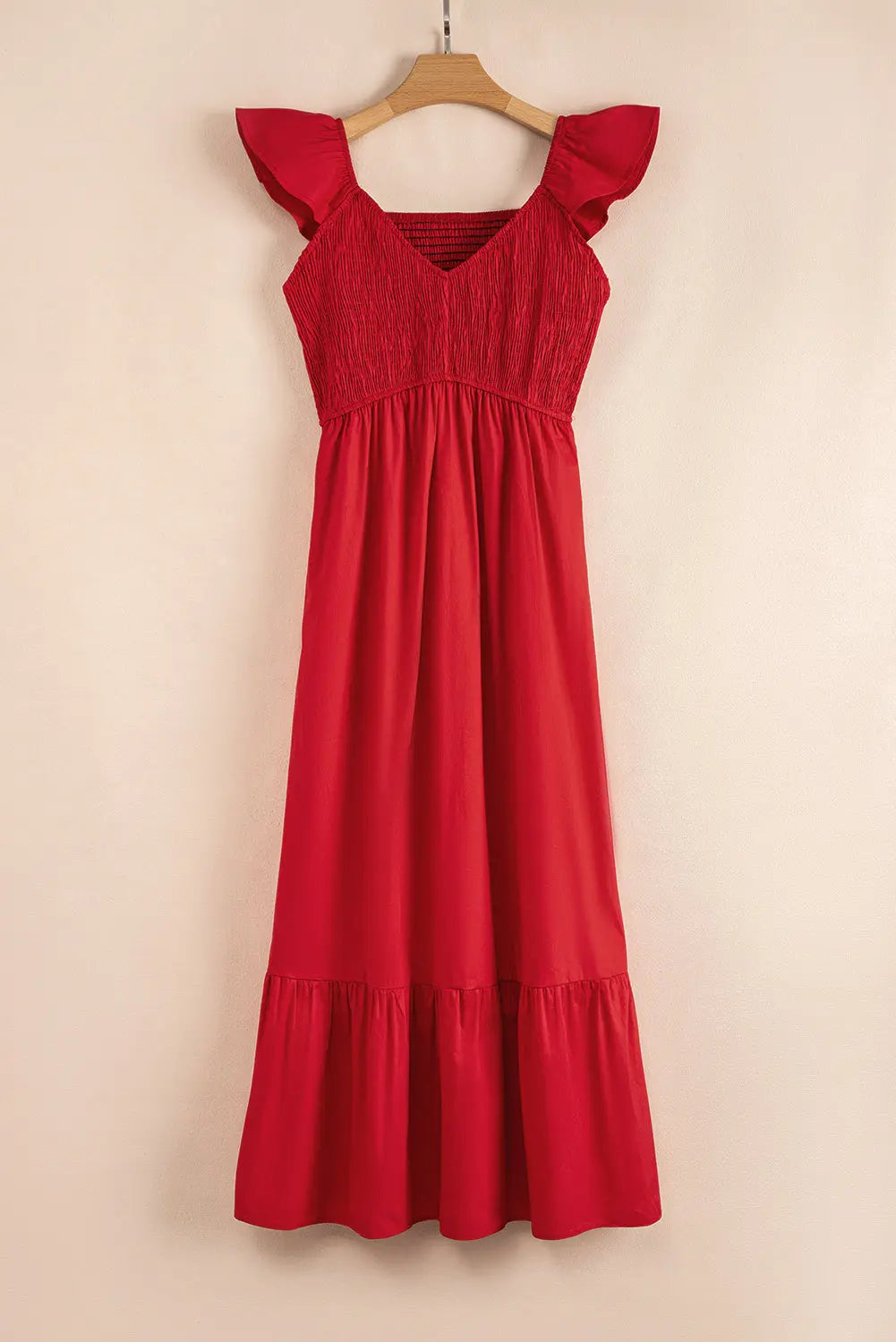 Ashlyn Flutter Sleeve Smocked Bodice Maxi Dress Threaded Pear