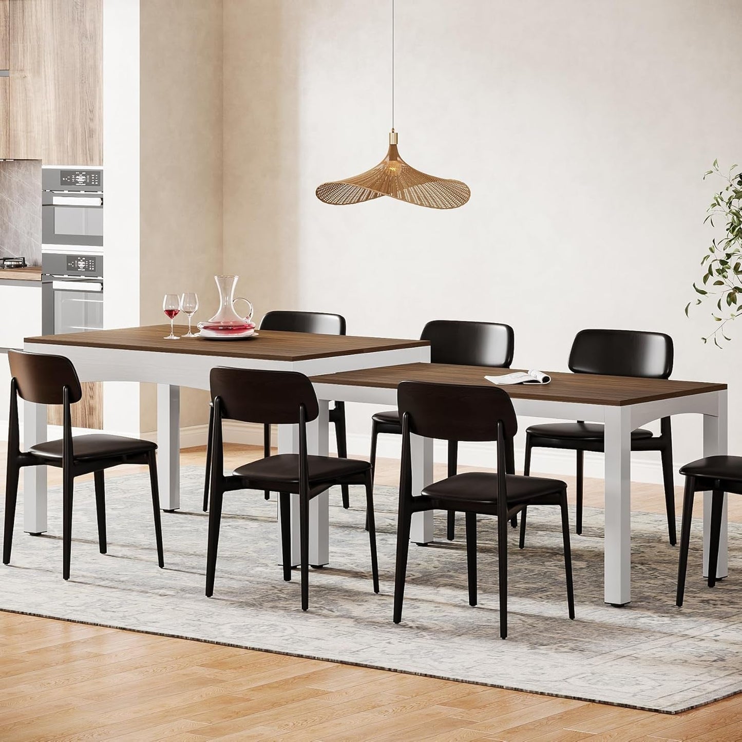 Extendable Farmhouse Dining Table 47 To 95 Inches Brown ShipItFurniture