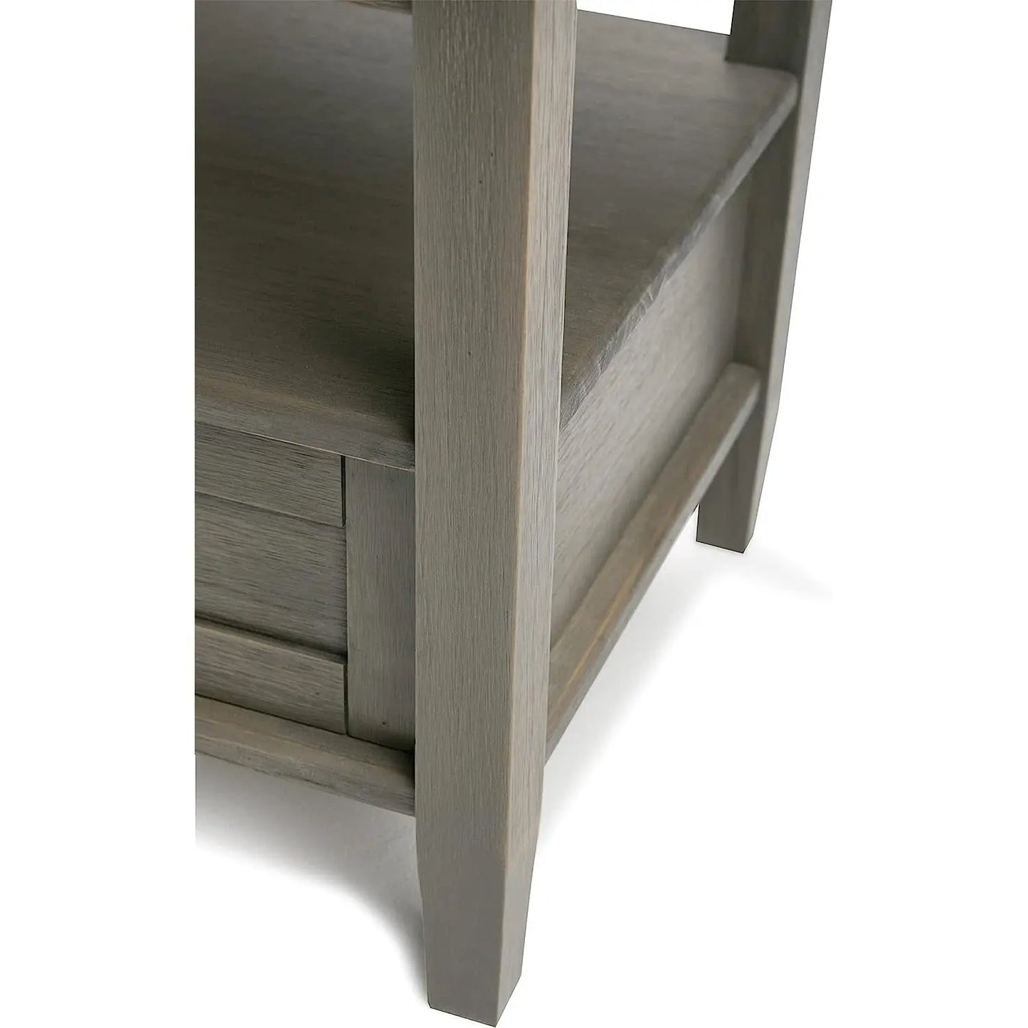Solid Wood Rectangle End Table With Drawer Farmhouse Grey-4