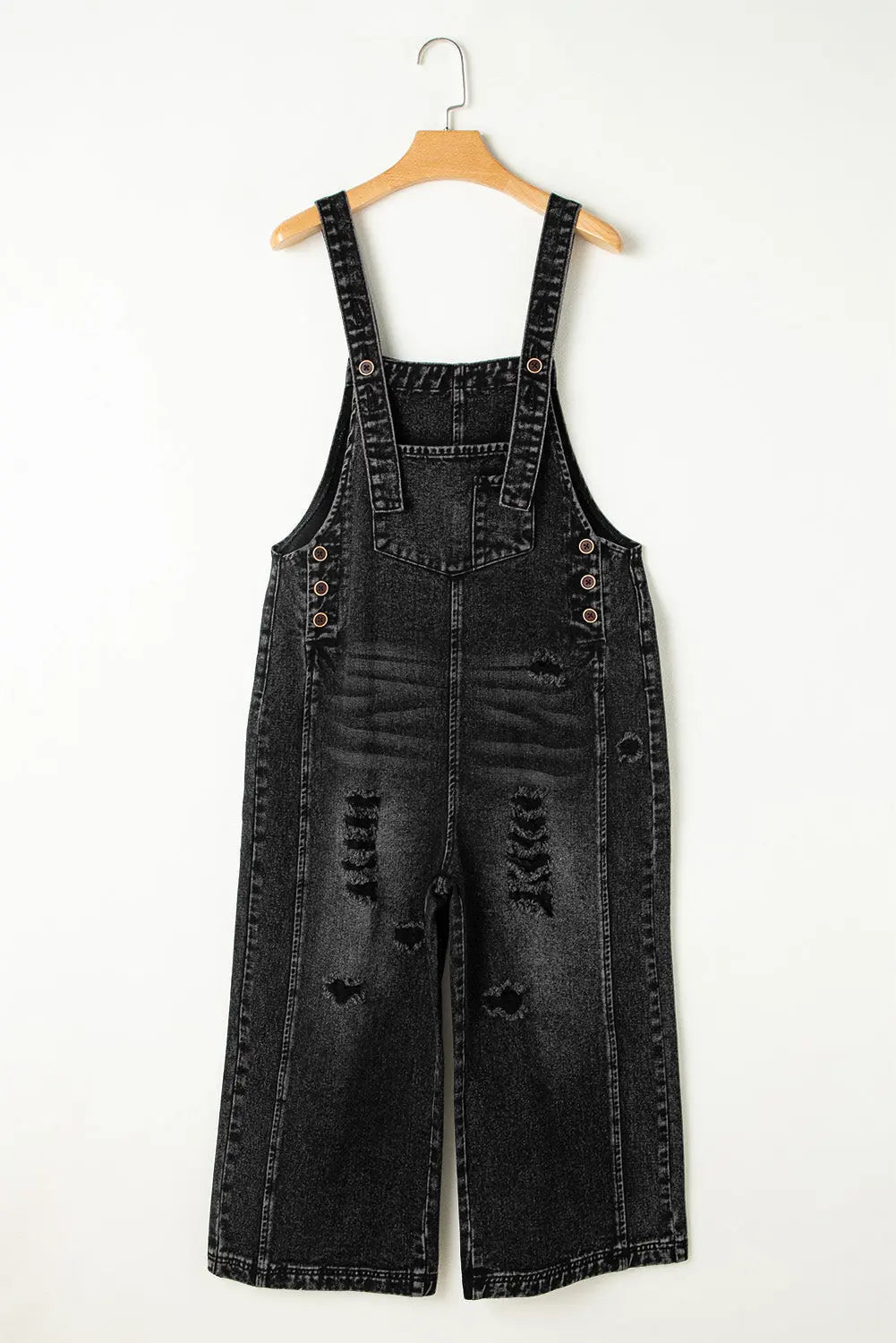 Baylor Distressed Bib Pocket Wide Leg Denim Overall Threaded Pear