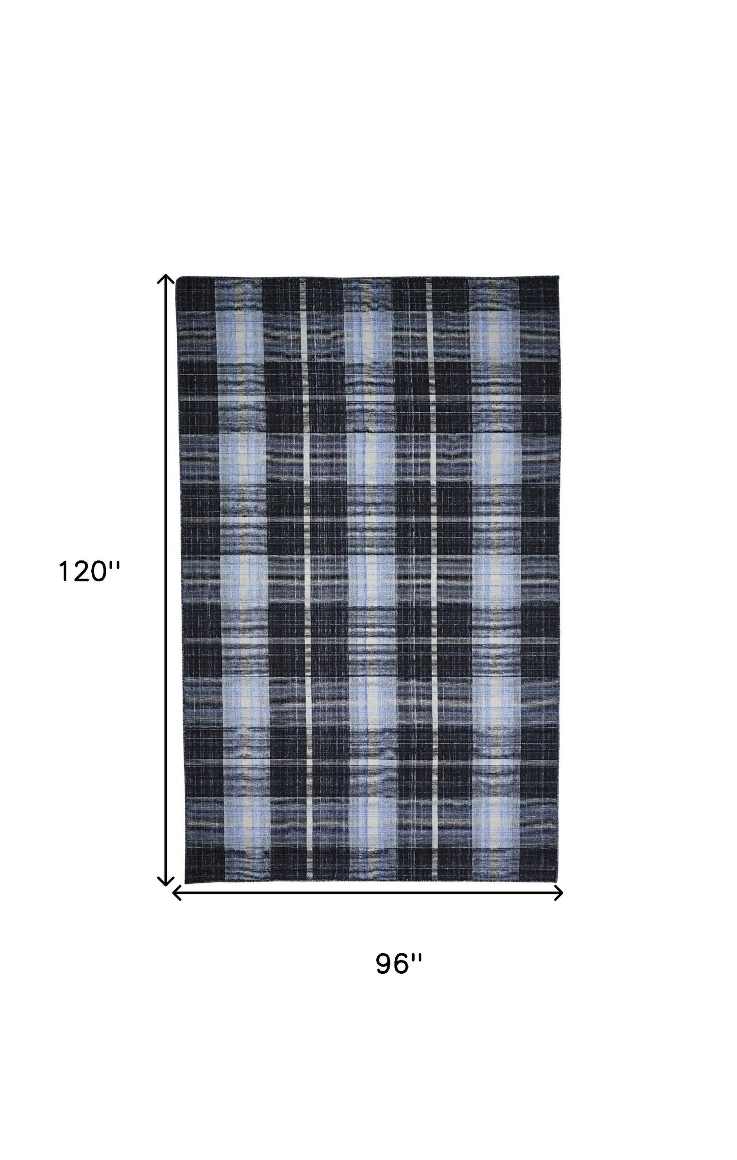 8' X 10' Black Blue And White Abstract Hand Woven Stain Resistant Area Rug
