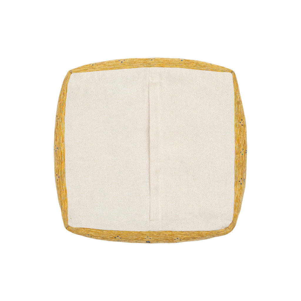 18" Yellow Abstract Pouf Ottoman