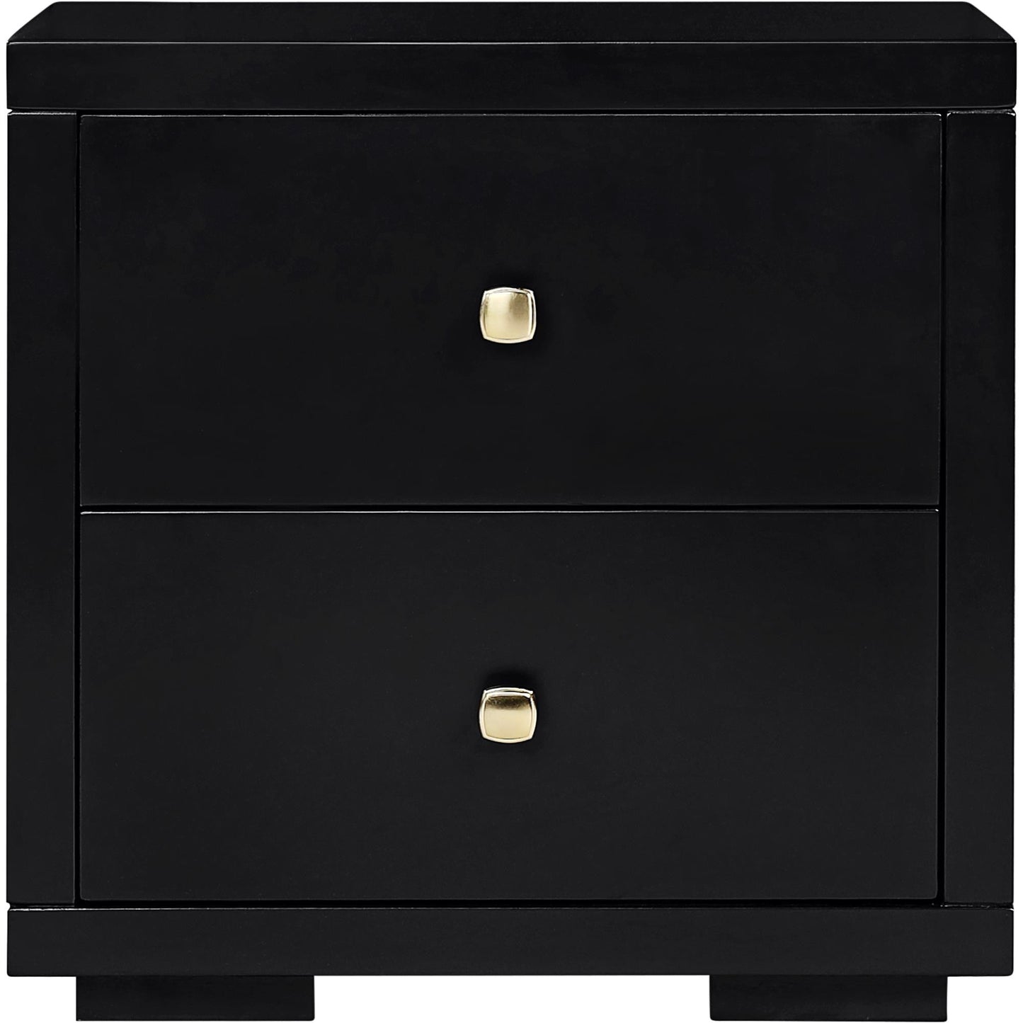 19" Black Solid and Manufactured Wood Two Drawer Nightstand Homeroots