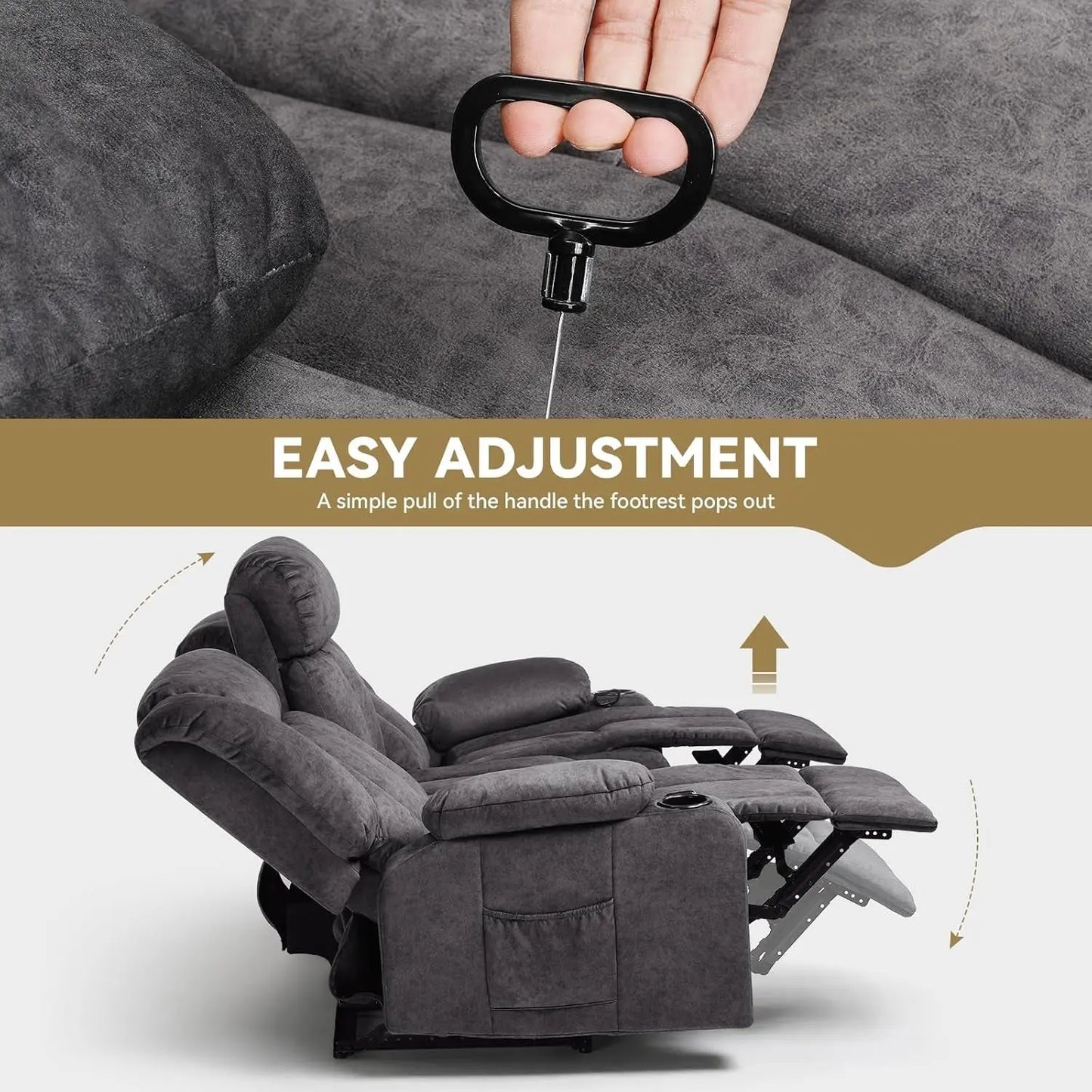 Premium Fabric Loveseat Manual Recliner With Bluetooth ShipItFurniture
