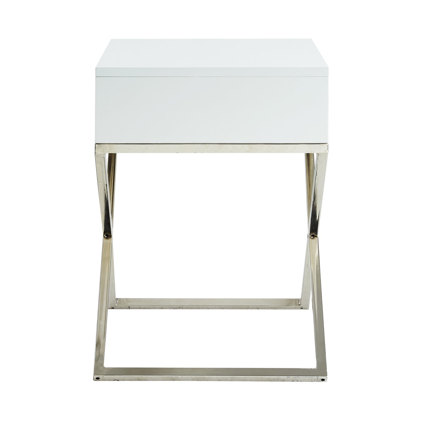 25" Silver And White End Table With Drawer