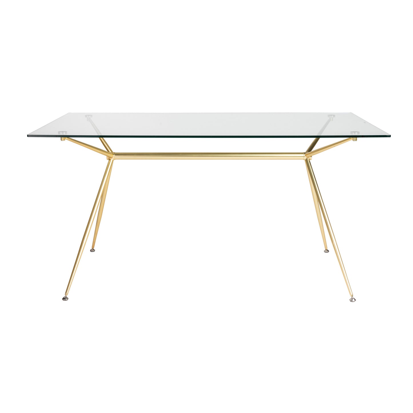 60" Clear And Gold Glass And Steel Dining Table