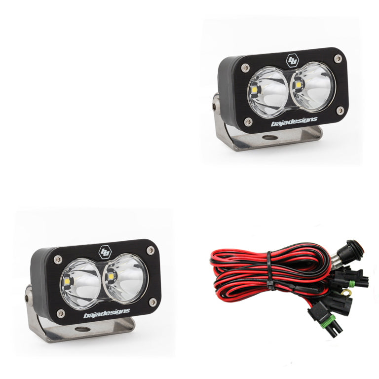 S2 Sport Black LED Auxiliary Light Pod Pair - Universal Dunes 2 Dezert SXS