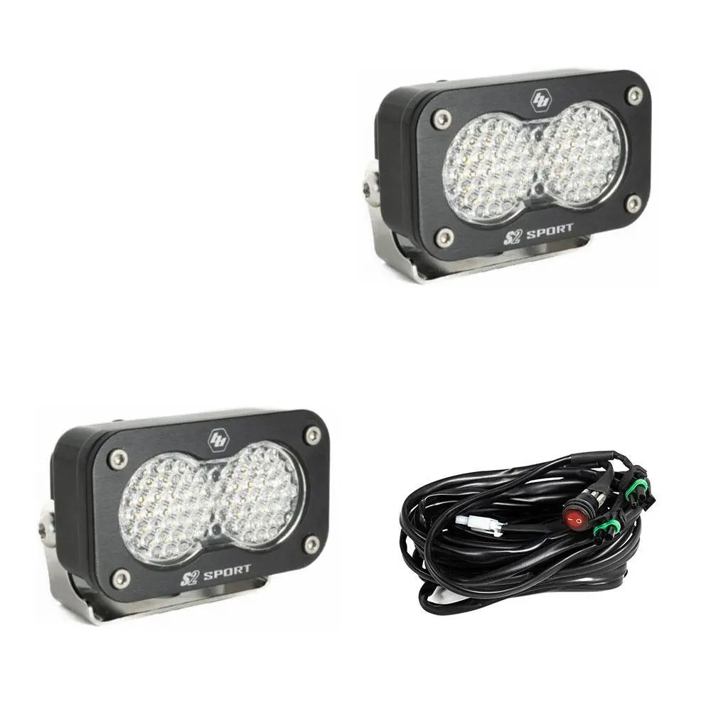 S2 Sport Black LED Auxiliary Light Pod Pair - Universal Dunes 2 Dezert SXS