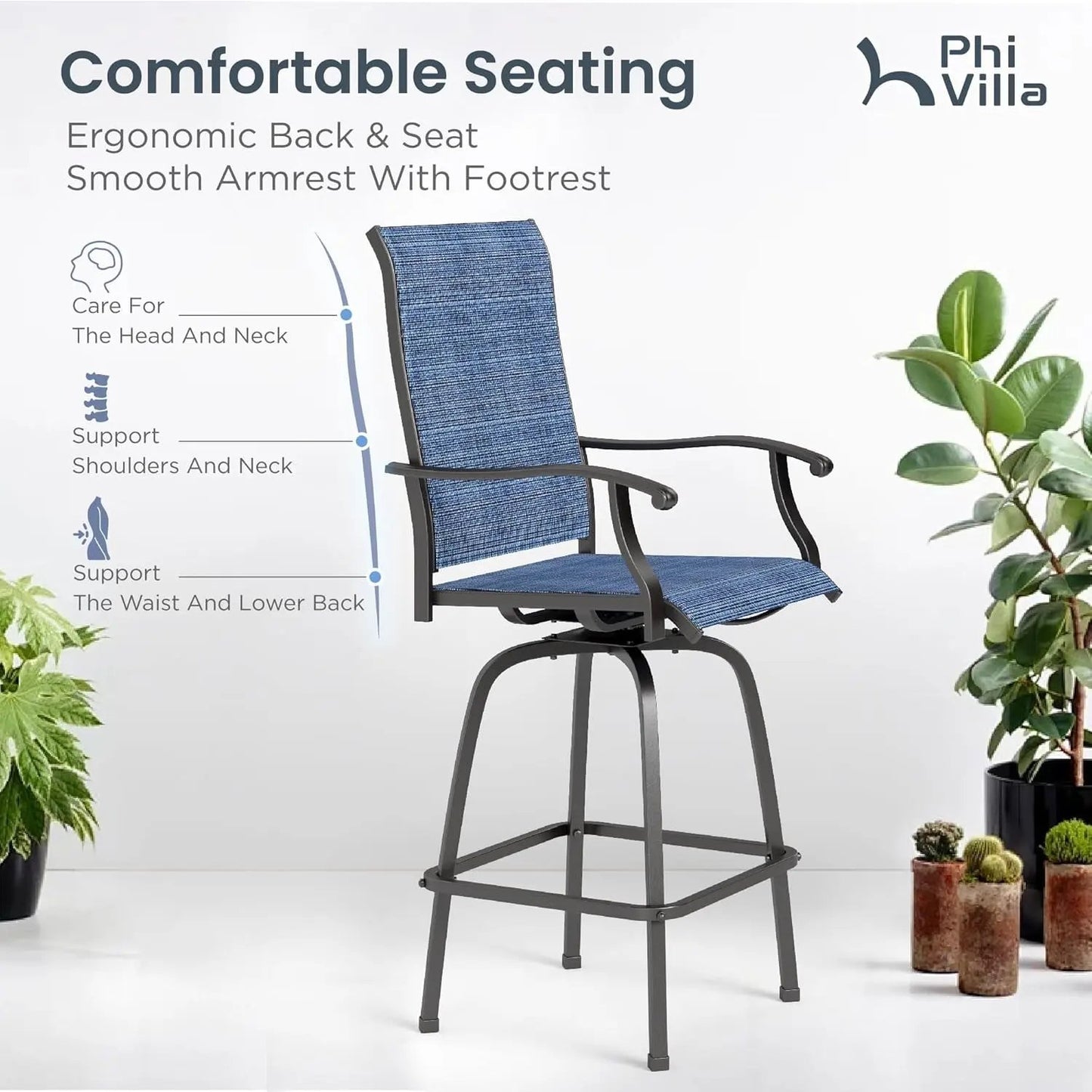 Outdoor Bar Set With Swivel Stools For Patio-4