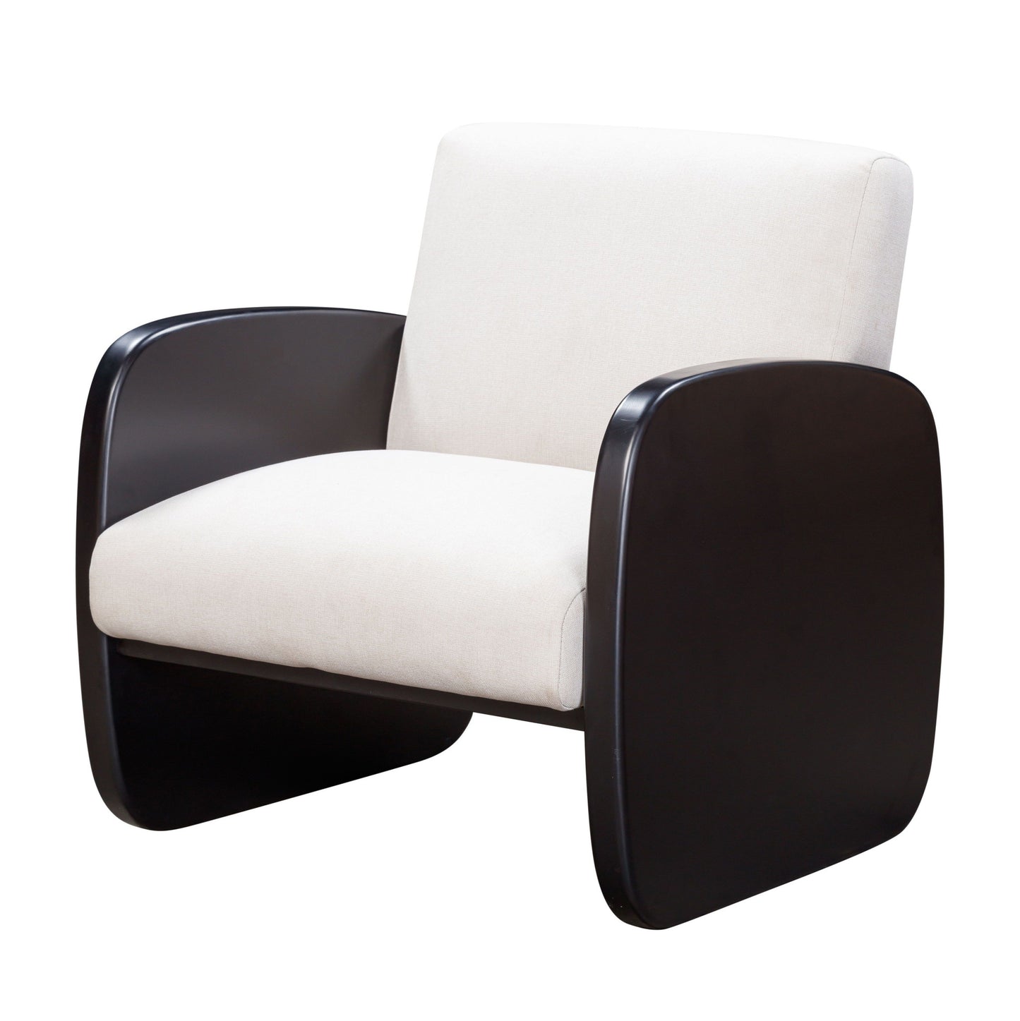 29" White And Black Linen Arm Chair