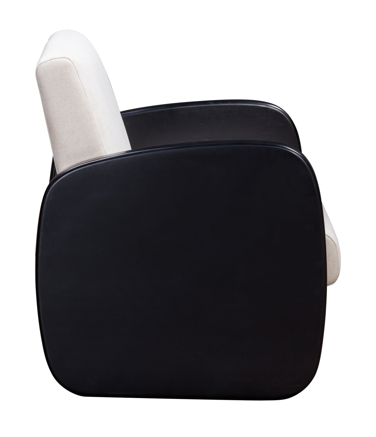 29" White And Black Linen Arm Chair
