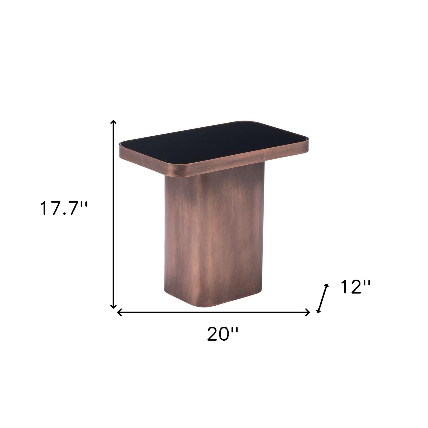 18" Black And Bronze Glass And Steel Pedestal End Table