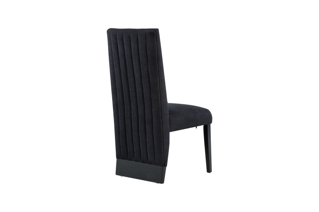 Set of Two Black Upholstered Velvet Dining Side Chairs