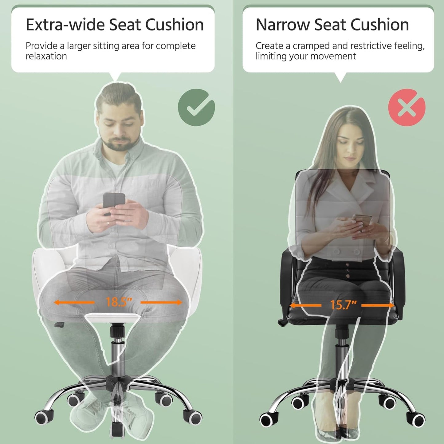 Ergonomic Faux Leather Office Chair White Adjustable