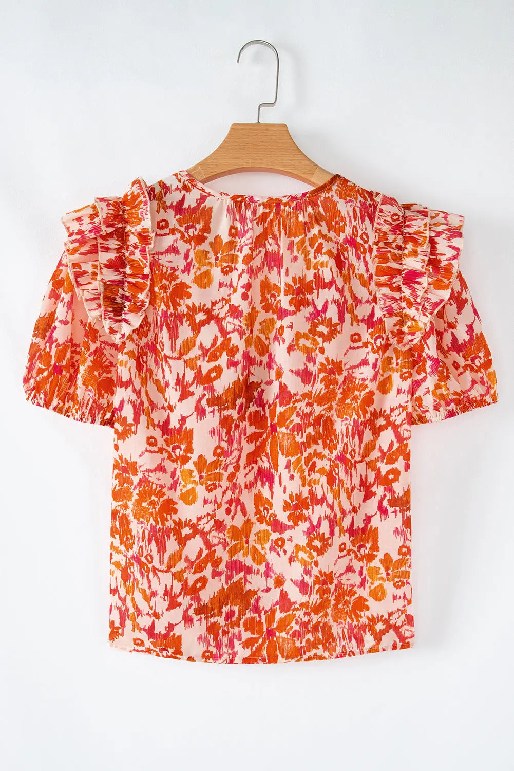 Margo Floral Split Neck Blouse Threaded Pear