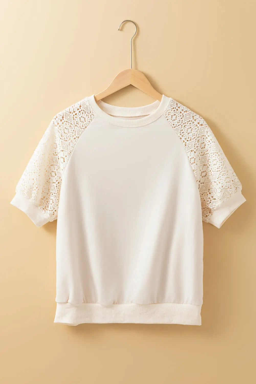 Paulina Lace Crochet Short Sleeve Top Threaded Pear