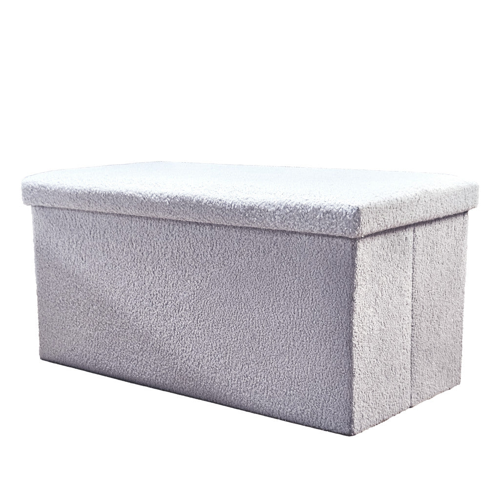 30" Gray Boucle Storage Ottoman