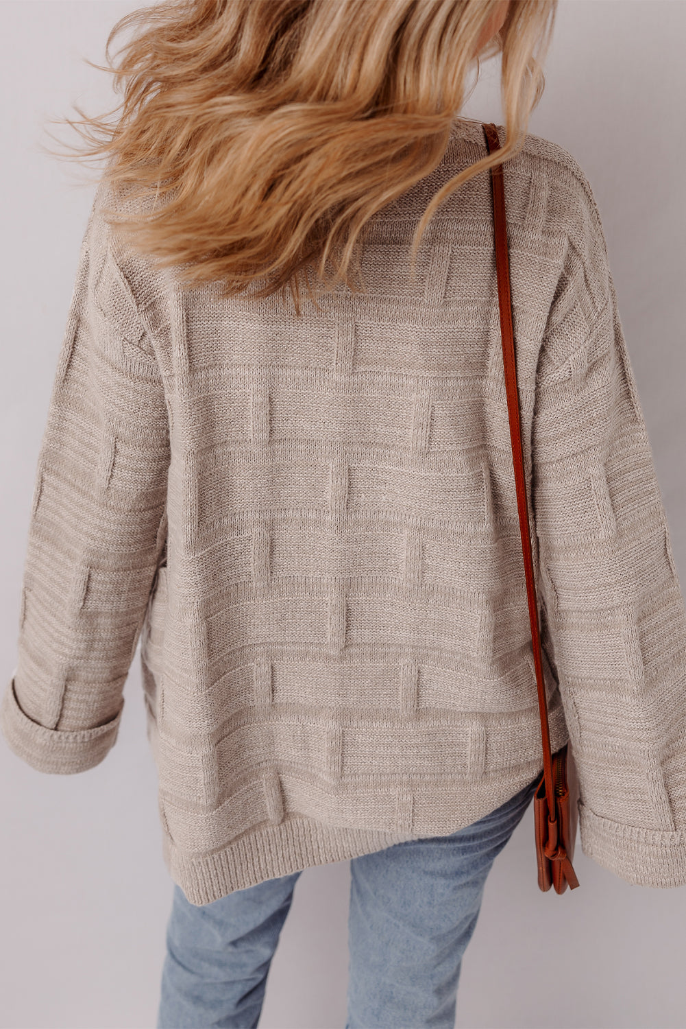 Athena Knit Open Front Chic Cardigan with Pockets Threaded Pear