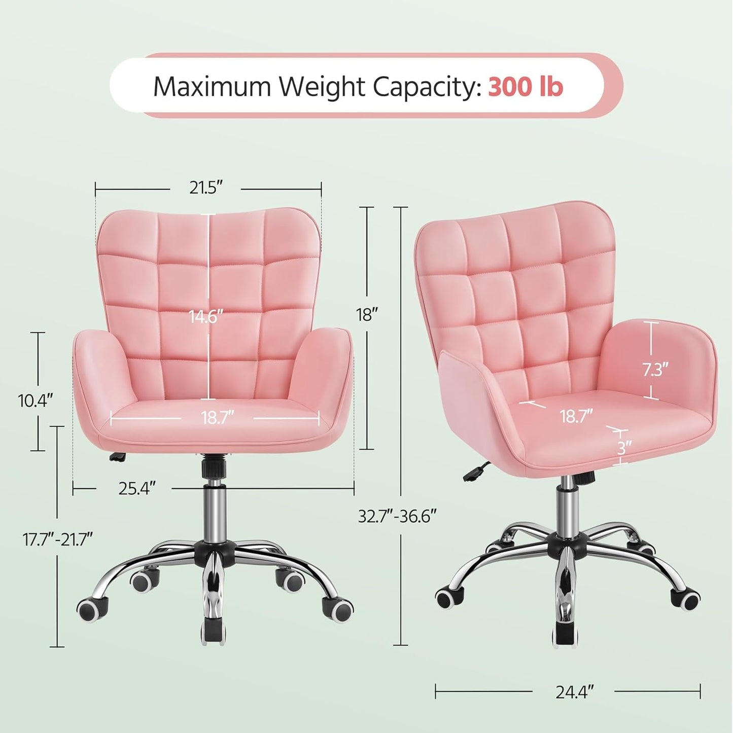 Pink Ergonomic Office Chair With Adjustable Height ShipItFurniture