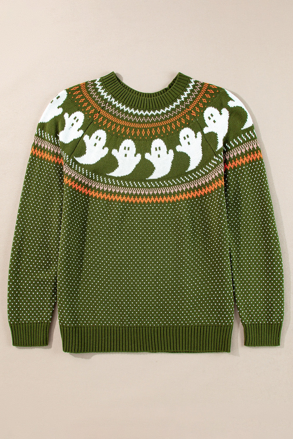 Kaylee Halloween Ghost Pattern Sweater Threaded Pear