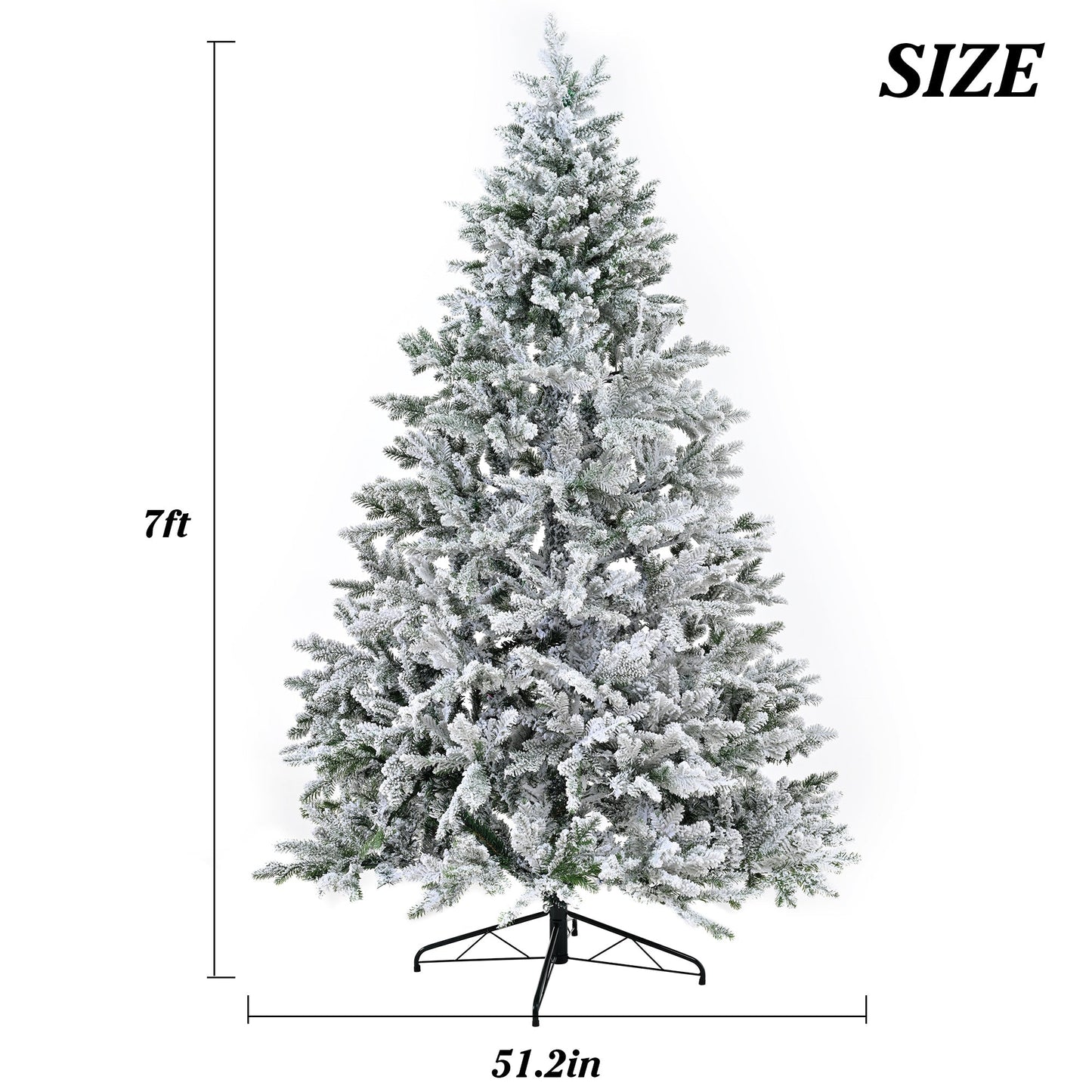 Premium 7FT Snow Flocked Hinged Artificial Christmas Tree with Fluffy Sangria Beech