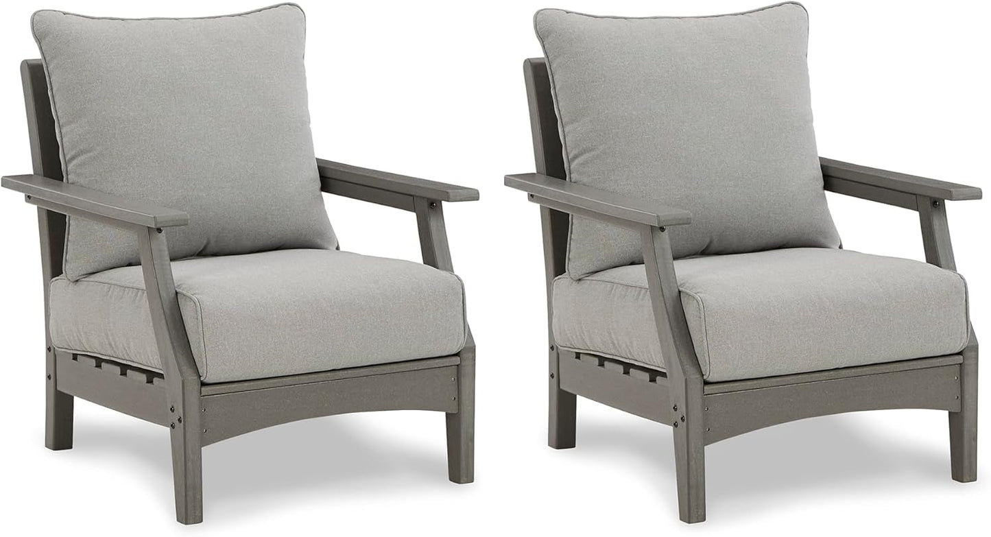 Cushioned Outdoor Lounge Chairs Set of Two Gray ShipItFurniture