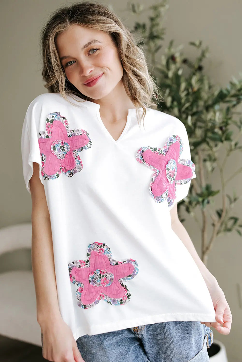Fallon Floral Dolman Sleeve Top Threaded Pear