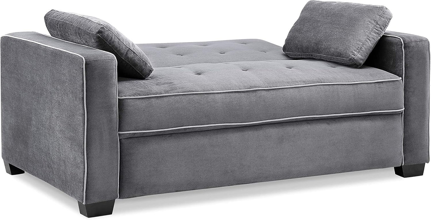 Ainsley Loveseat With Pull Out Sleeper Microfiber Charcoal ShipItFurniture