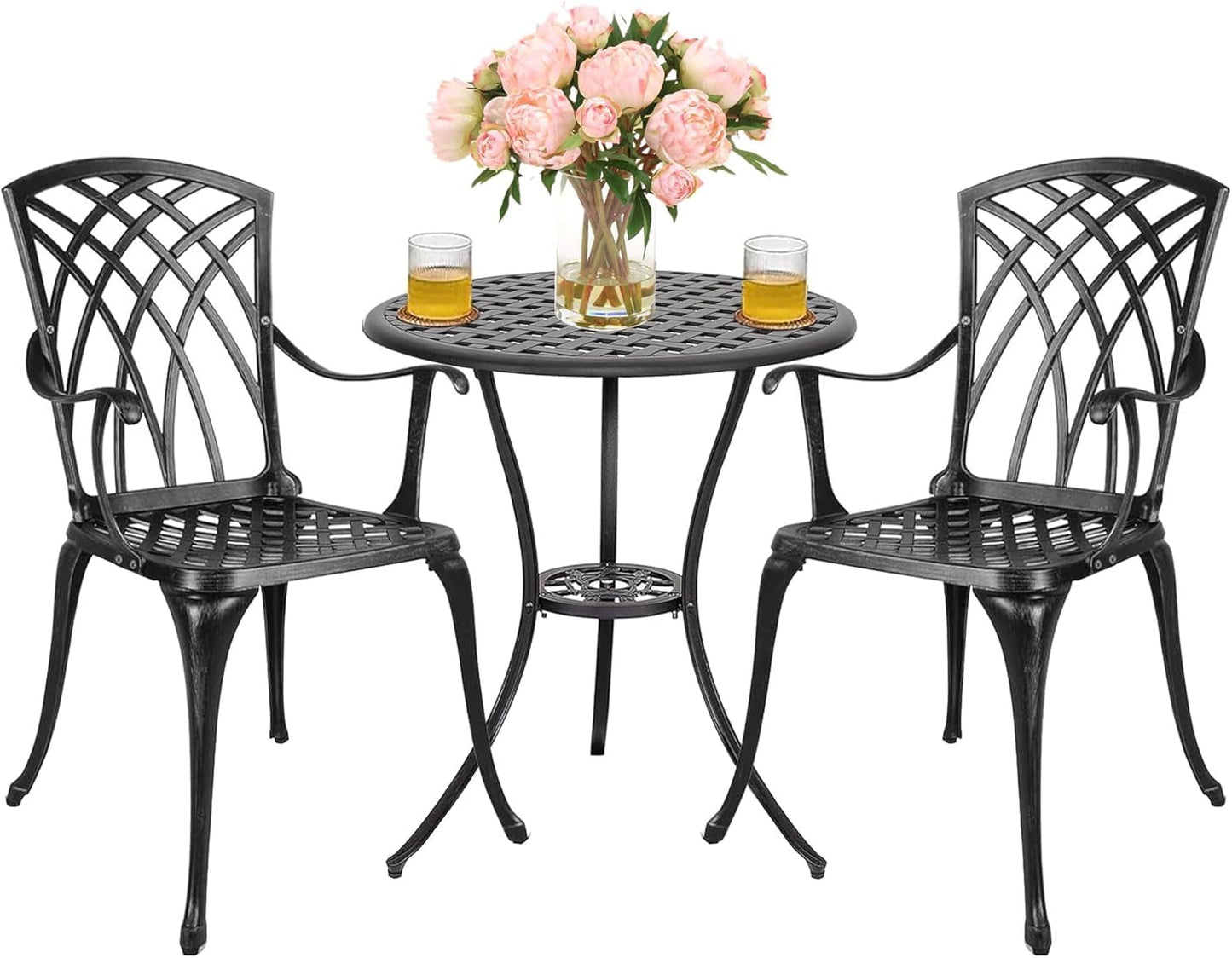 Outdoor Round Bistro Table Set Umbrella Hole ShipItFurniture