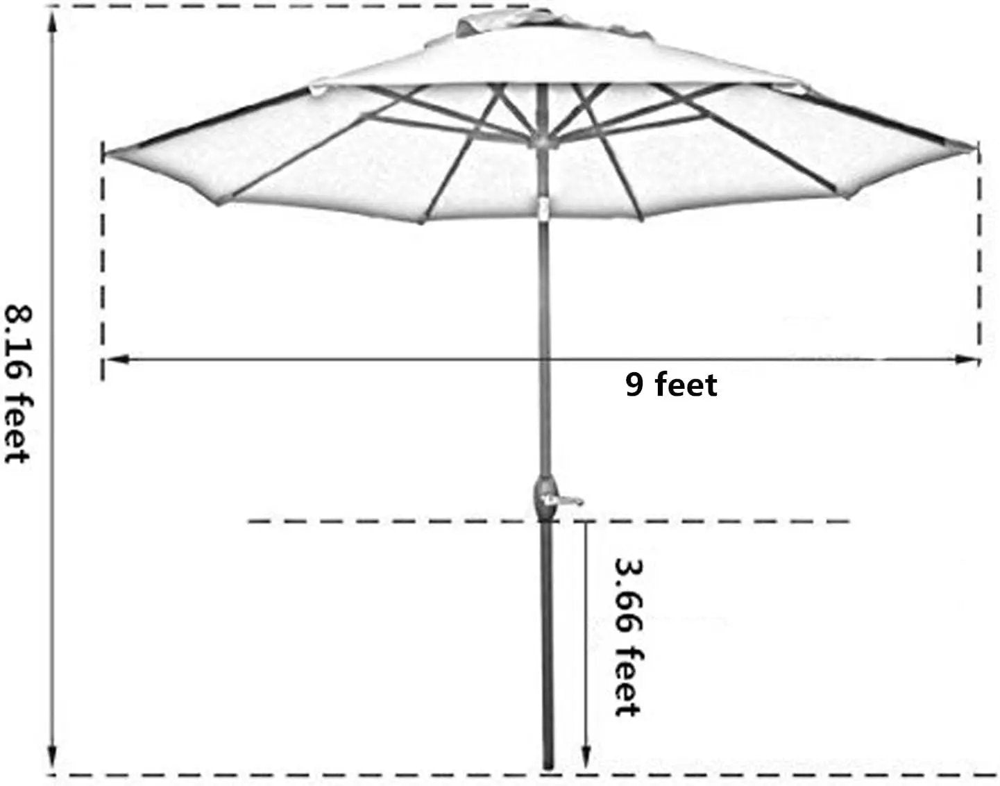 9' Patio Umbrella Outdoor Table Umbrella with 8 Sturdy Ribs (Red)-1