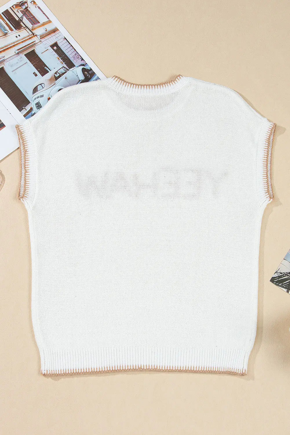 YEEHAW Stitch Edge Crew Neck Sweater Top Threaded Pear