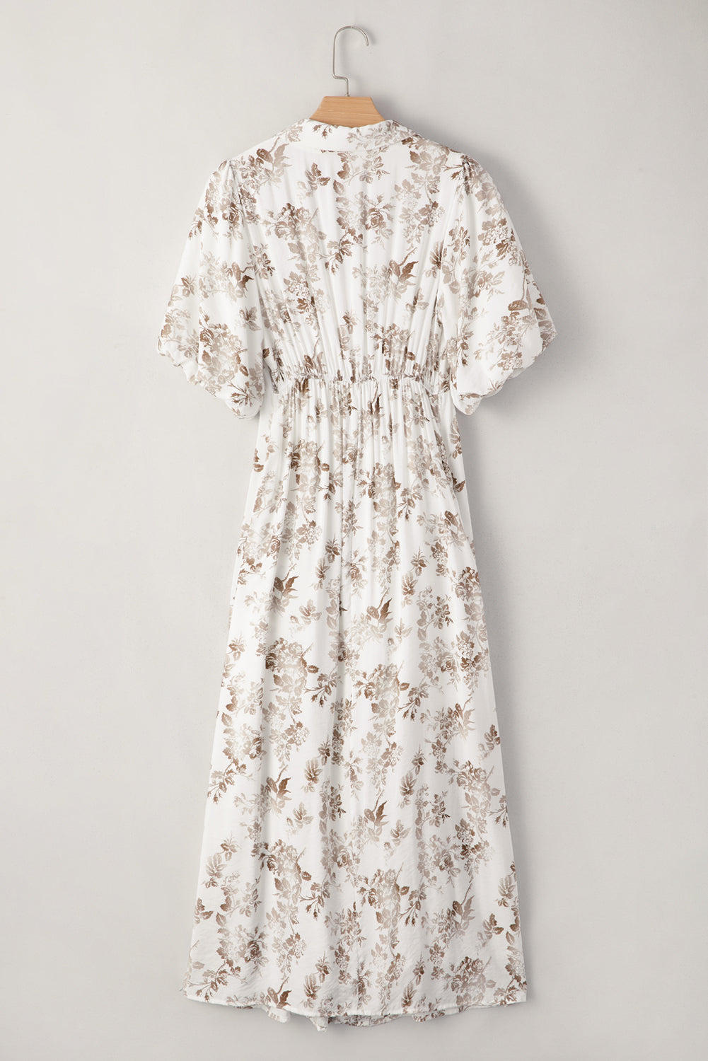 Iliana Floral Puff Sleeve V Neck Buttoned Front Maxi Dress