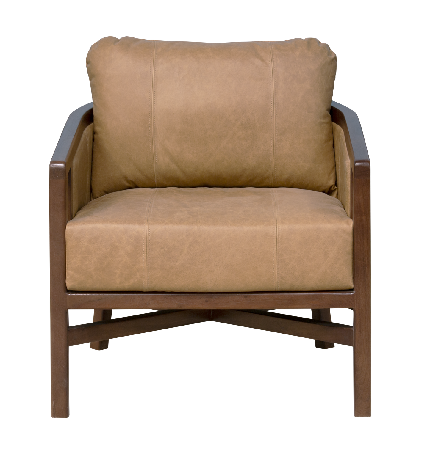 32" Brown Genuine Leather Arm Chair